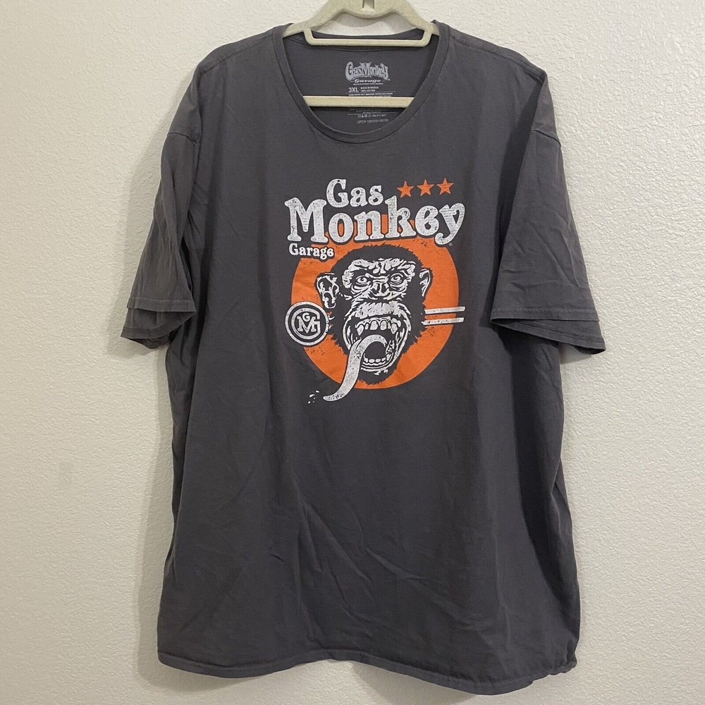 Gas Monkey Garage Mens Shirt Size 3XL Cotton Graphic Tee Short Sleeve Gray